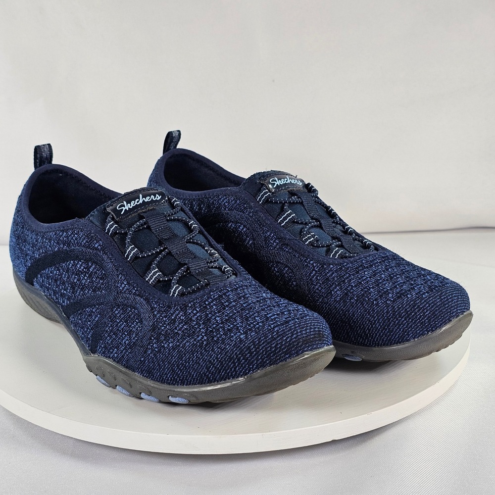 Skechers Relaxed Fit Empire Connections Navy Blue Slip‎ On Sneakers Womens 8.5